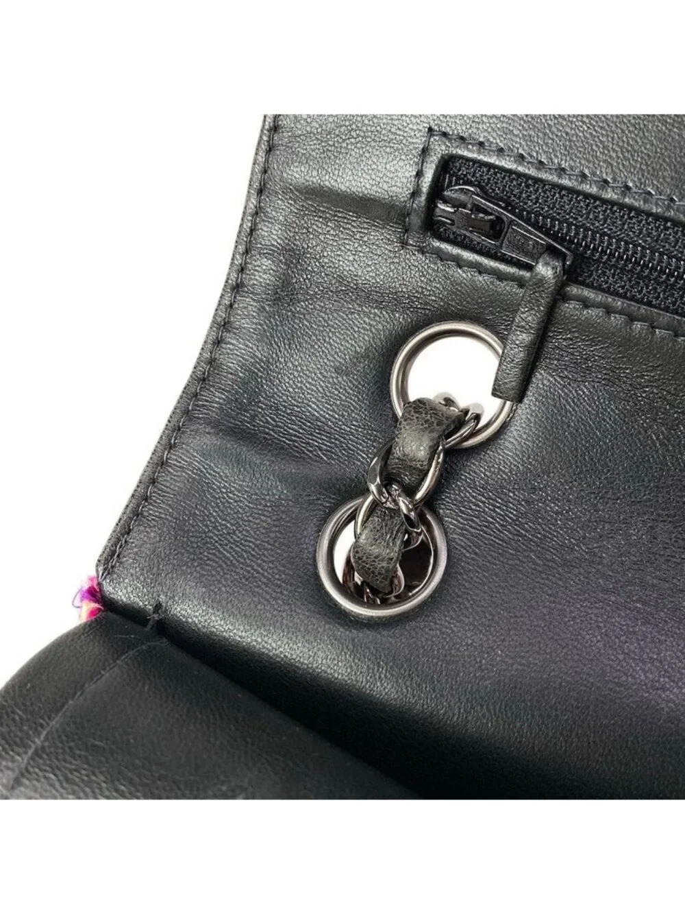 Chanel Shoulder Bag Double Flap Quilted Light Pink Purple Multi Lambskin